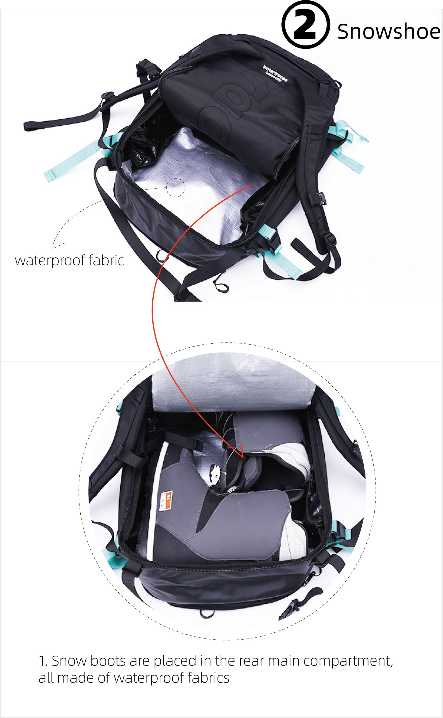 Watertrace 45L Ski Snowboarding Backpack roller skates bags skiing Helmet Bag ski Shoe bag M