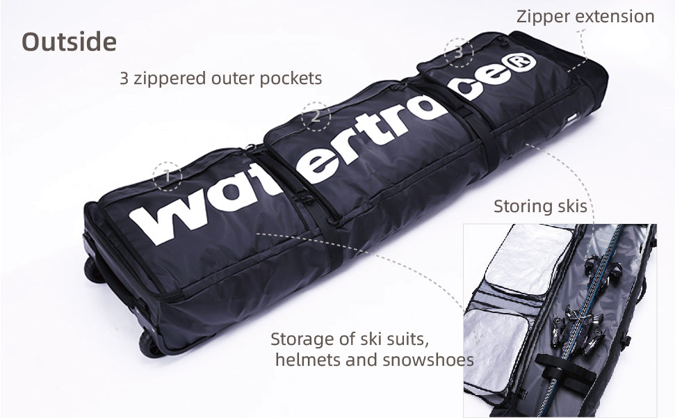 Watertrace Ski and Snowboard Bag with Wheels, Padded Waterproof Large Ski Boot Bag, Double Roller Travel Bag
