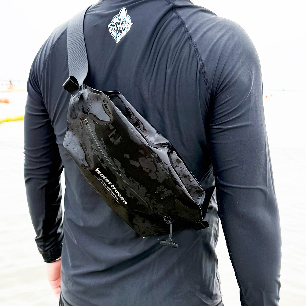 Watertrace Waterproof Fanny Pack, Black, Yellow, Crossbody Waist Bag for Kayaking, Rafting, Swimming, Surfing, Paddle Board, Boating