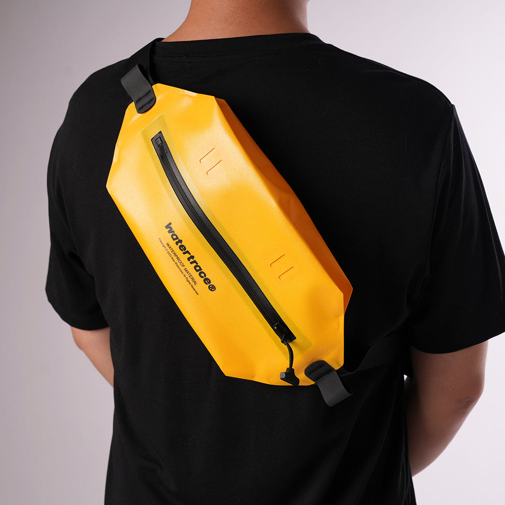 Watertrace Waterproof Fanny Pack, Black, Yellow, Crossbody Waist Bag for Kayaking, Rafting, Swimming, Surfing, Paddle Board, Boating