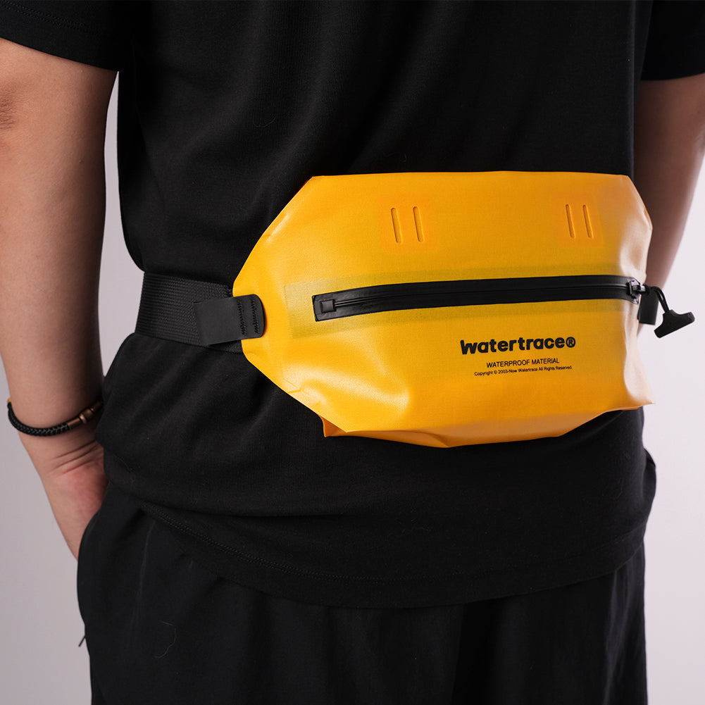 Watertrace Waterproof Fanny Pack, Black, Yellow, Crossbody Waist Bag for Kayaking, Rafting, Swimming, Surfing, Paddle Board, Boating