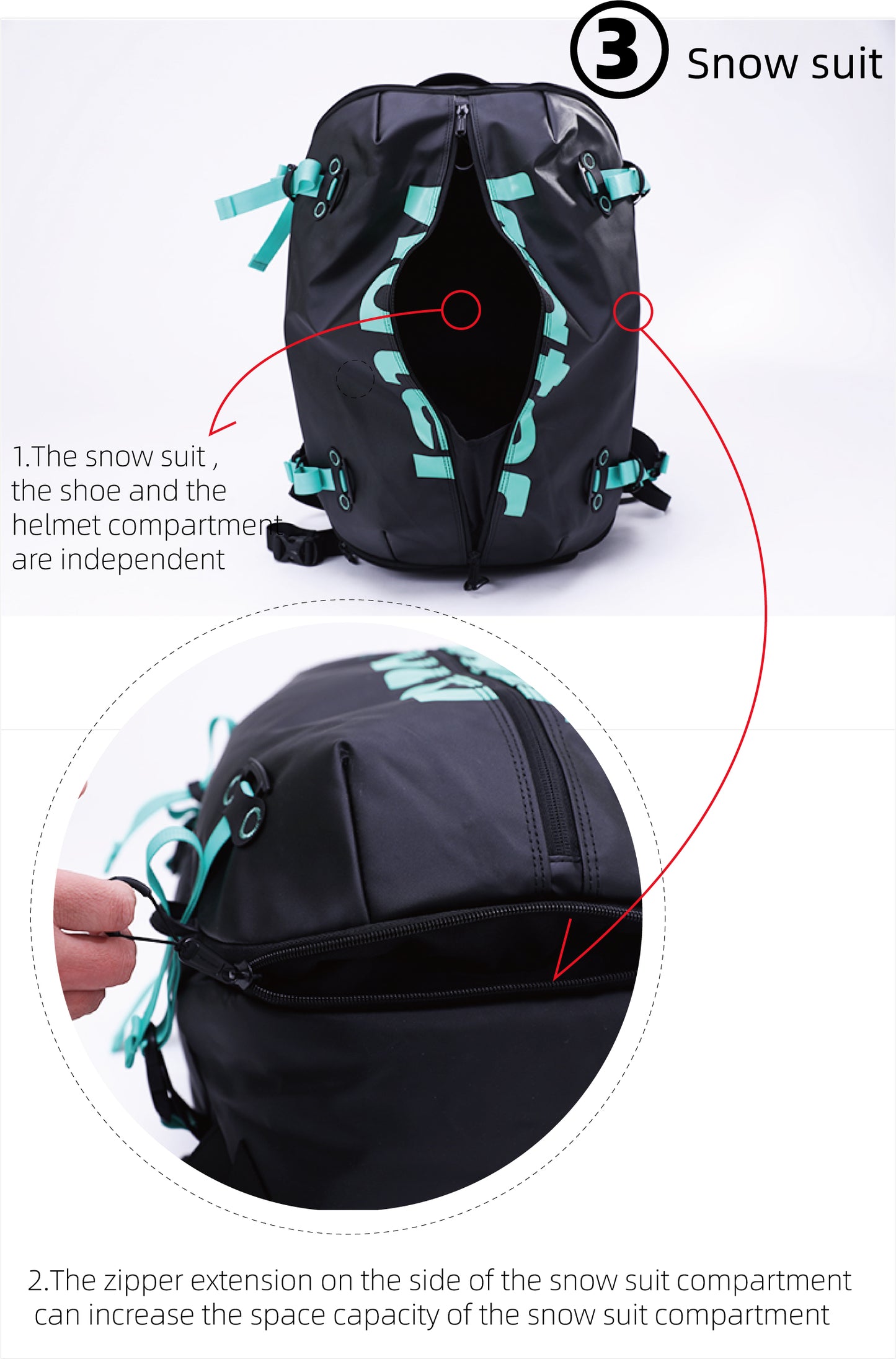 Watertrace 45L Ski Snowboarding Backpack roller skates bags skiing Helmet Bag ski Shoe bag M